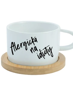 ALERGICKÁ NA IDIOTY - bílý hrníček makronka 200 ml