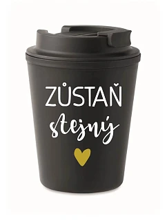 HRNEK ZŮSTAŇ STEJNÝ - černý termohrnek 300 ml