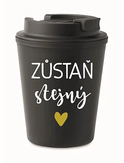 HRNEK ZŮSTAŇ STEJNÝ - černý termohrnek 300 ml