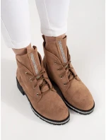 Trendy dámské hnědé kotníčkové boty bez podpatku Trendy dámské hnědé kotníčkové boty bez podpatku