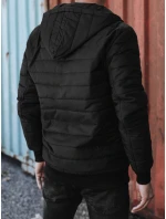 Pánská přechodná prošívaná bunda s kapucí černá FashionStreet TX4937 Pánská přechodná prošívaná bunda s kapucí černá FashionStreet TX4937