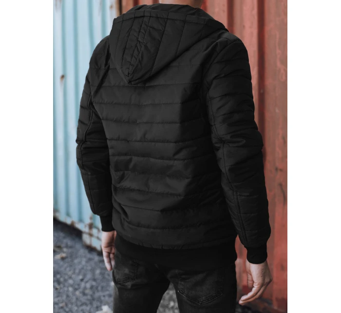 Pánská přechodná prošívaná bunda s kapucí černá FashionStreet TX4937 Pánská přechodná prošívaná bunda s kapucí černá FashionStreet TX4937