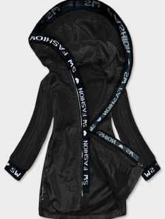 Tenká černá dámská bunda s ozdobnou lemovkou (B8145-1)