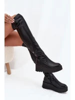 Dámské Kozačky Kolena Na Platformě A S Černé model 21707030 - Boto Dámské Kozačky Kolena Na Platformě A S Černé model 21707030 - Boto