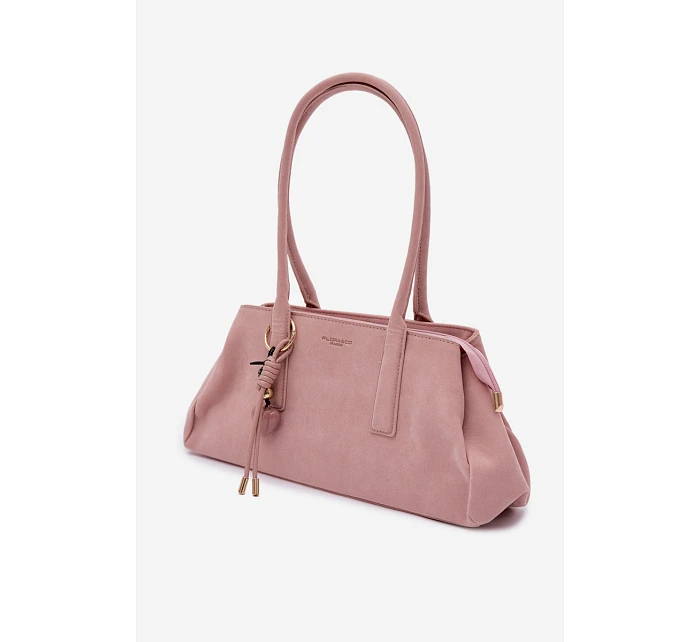 Eko semišová kabelka s přívěskem Růžová model 22111612 - Flora&Co