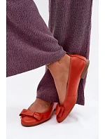 Kožené baleríny s mašlí model 22133508 Oranžové - Maciejka