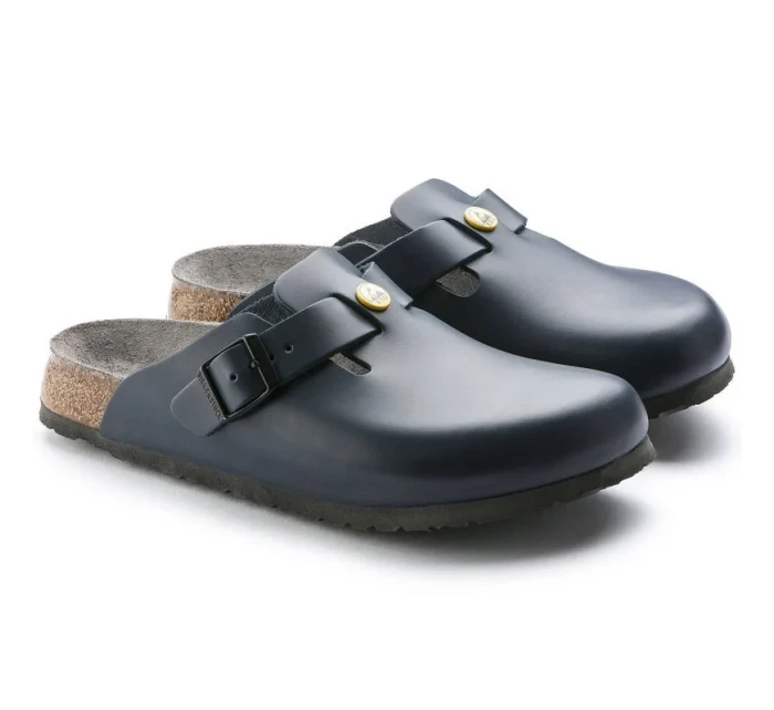 Dámské dřeváky Birkenstock Boston ESD Blue z přírodní kůže úzké úzké (0061388) Dámské dřeváky Birkenstock Boston ESD Blue z přírodní kůže úzké úzké (0061388)