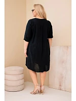 Dámské bavlněné šaty ve velikosti Plus s vázáním u výstřihu černá
