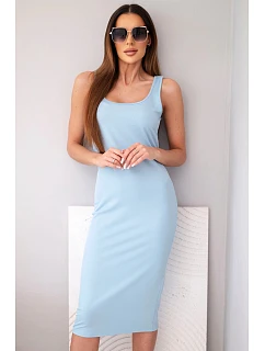 Dámské viskózové žebrované šaty na ramínkách modrá