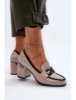 Dámské polobotky na podpatku béžové D&A model 21655949 - S.Barski