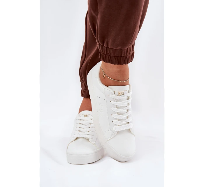 Nízké Dámské Tenisky Z Eko Kůže Big Star NN274577 Bílé Nízké Dámské Tenisky Z Eko Kůže Big Star NN274577 Bílé