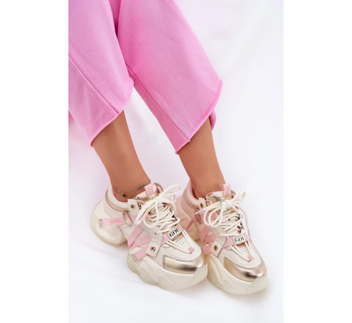 Dámské Kožené Tenisky Na Masivní Podešvi GOE RR2N4031 Béžové Dámské Kožené Tenisky Na Masivní Podešvi GOE RR2N4031 Béžové