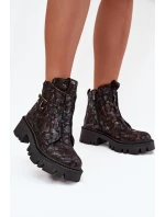 Kožené dámské kotníčkové boty s ozdobou zateplené model 21712082 - Artiker