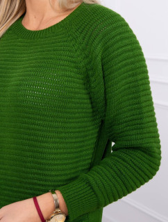 Pruhované svetrové šaty zelené
