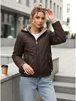 Kurtka damska przejściowa pikowana z kapturem brązowa model 22102049 - FashionStreet Kurtka damska przejściowa pikowana z kapturem brązowa model 22102049 - FashionStreet