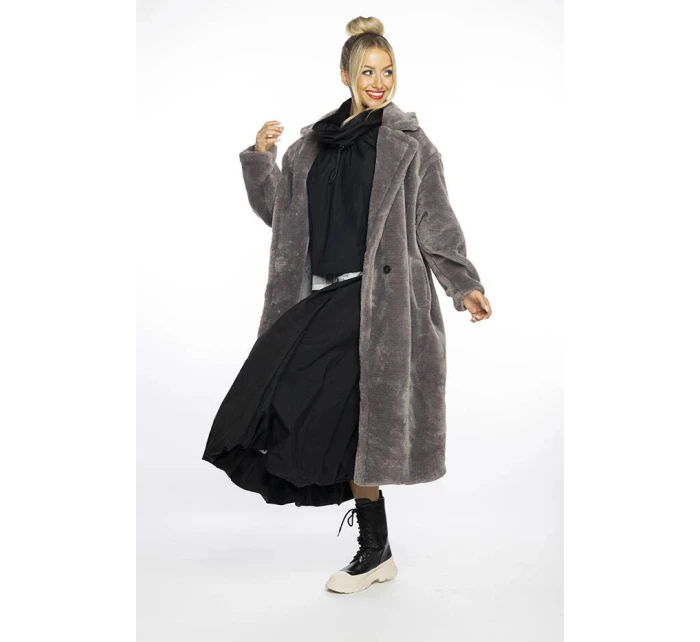 Šedý dámský oversize kabát model 21247134 - Ann Gissy