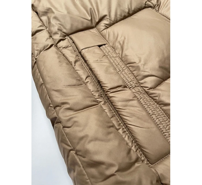 Béžová dámská zimní bunda s kontrastní podšívkou model 21248806 - Glakate Béžová dámská zimní bunda s kontrastní podšívkou model 21248806 - Glakate