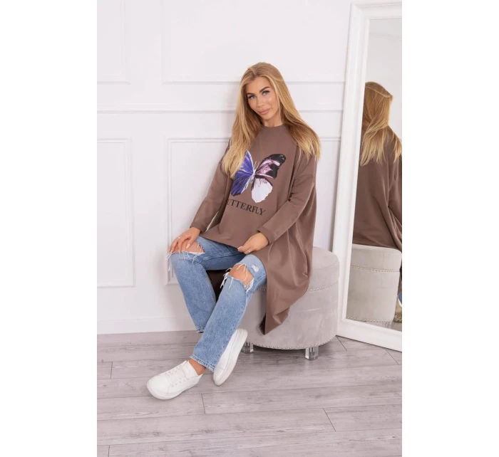 Halenka s oversize potiskem mocca