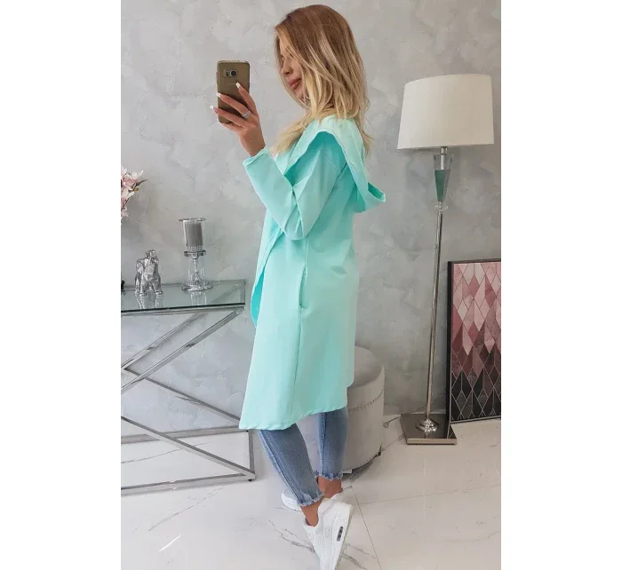 Dlouhý kabát s kapucí mátový