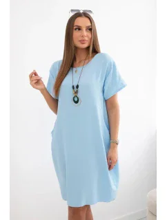 Šaty s kapsami a přívěskem modrý