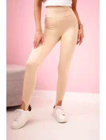 Dámské legíny s rozparkem na patě, vysoký pas světlý velbloud Dámské legíny s rozparkem na patě, vysoký pas světlý velbloud