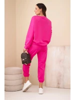Komplet teplákové + kalhoty máslová látka fuchsie