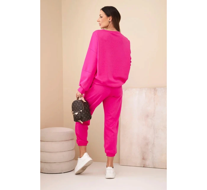 Komplet teplákové + kalhoty máslová látka fuchsie
