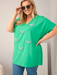 Dámská bavlněná halenka Plus Size s model 22185739 zelená - K-Fashion