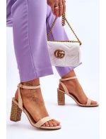 Semišové Sandály Na Podpatku Béžové model 21618618 - Boto Semišové Sandály Na Podpatku Béžové model 21618618 - Boto