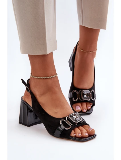 Dámské sandály na podpatku s ozdobou černé D&A model 21655872 - S.Barski