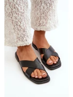 Dámské Sandály Na Ploché Podrážce Z Eko Kůže S.Barski KV27-002 Černé