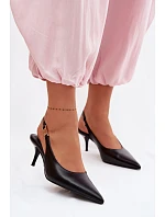 Dámské sandály z umělé kůže na podpatku Černé model 22102984 - Boto