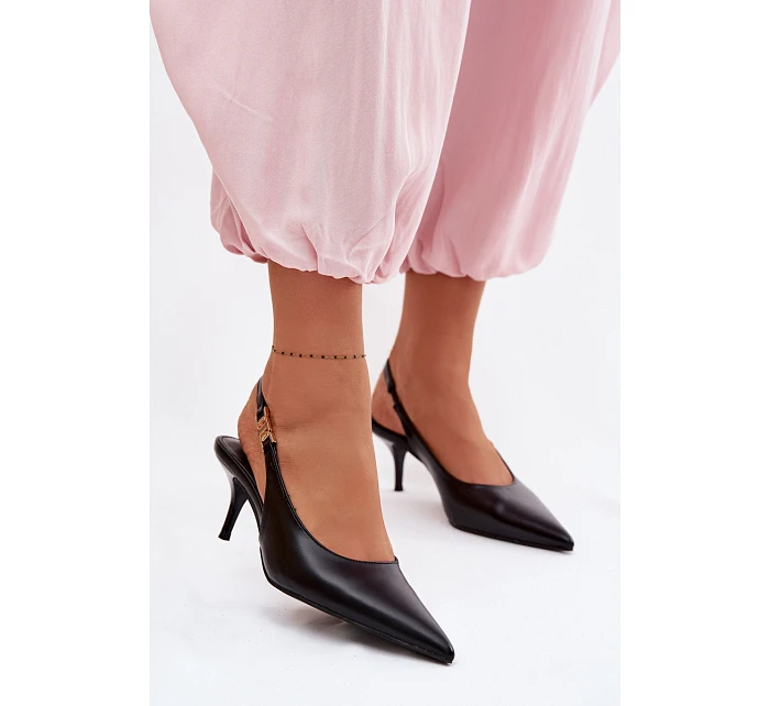 Dámské sandály z umělé kůže na podpatku Černé model 22102984 - Boto