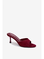 Sandály z imitace semiše na podpatku bordové model 22103082 - Boto Sandály z imitace semiše na podpatku bordové model 22103082 - Boto