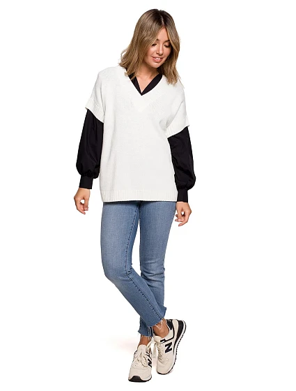 Dámská vesta model 18459060 ecru - BeWear Dámská vesta model 18459060 ecru - BeWear
