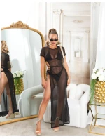 Dámské sexy síťované plážové šaty s XXL rozparkem model 20942324 černé - Koucla