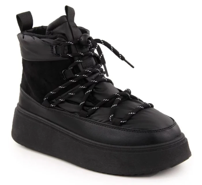 Dámské sněhové boty na pltform 24-72302BK / WOL280A Černá - Potocki