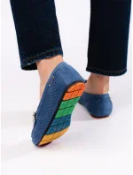 Klasické dámské modré  mokasíny bez podpatku