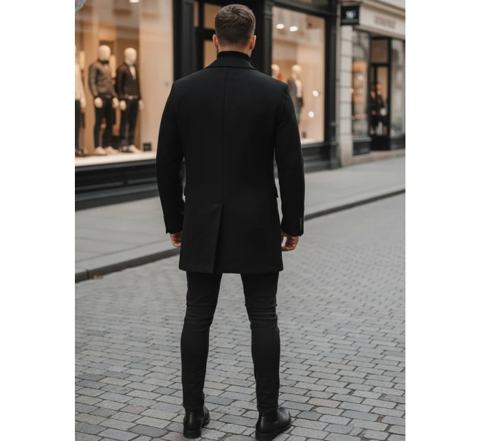 Pánský černý kabát FashionStreet CX0380 Pánský černý kabát FashionStreet CX0380