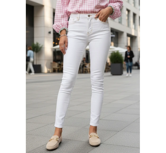 Dámské úzké džíny s vysokým pasem bílé FashionStreet UY2863
