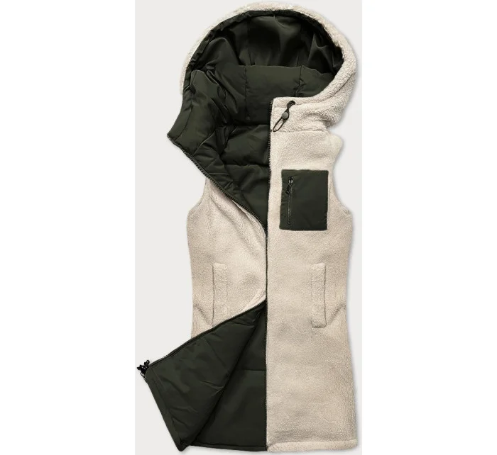 Oboustranná dámská vesta typu "beránek" v army barvě J Style (16M9166-136) Oboustranná dámská vesta typu "beránek" v army barvě J Style (16M9166-136)