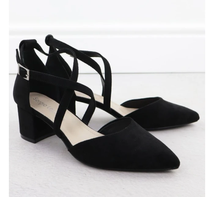 Dámské černé sandály na jehlovém podpatku Sergio Leone SK-830 Dámské černé sandály na jehlovém podpatku Sergio Leone SK-830