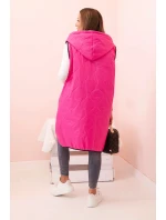 Dámská prošívaná vesta Plus Size s kapucí na zip růžová Dámská prošívaná vesta Plus Size s kapucí na zip růžová