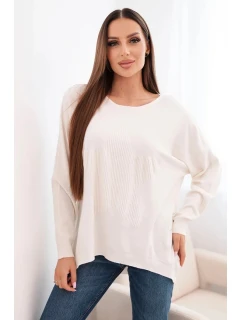Dámský svetr s delším zadním dílem a  béžový model 21731268 - K-Fashion