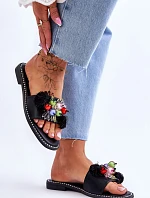 Pantofle s ozdobnými korálky S.Barski KV-2775-47 Černé