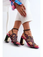 Ozdobené Dámské Sandály Na Podpatku D&A model 21660322 Černé - S.Barski