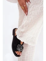 Dámské Sandály Na Plochém Podpatku S Ozdobou S.Barski KV27-001 Černé