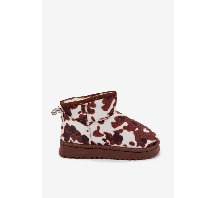 Dětské/juniorská sněhule zateplené kožíškem Mireya – bílo-hnědé