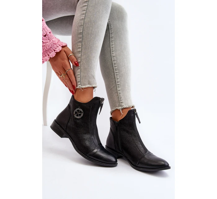 Dámské kotníčkové boty na ploché podrážce se zipem béžové Loratie