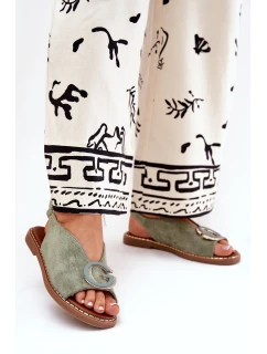 Ploché sandály se zdobením zelené model 21685707 - Boto